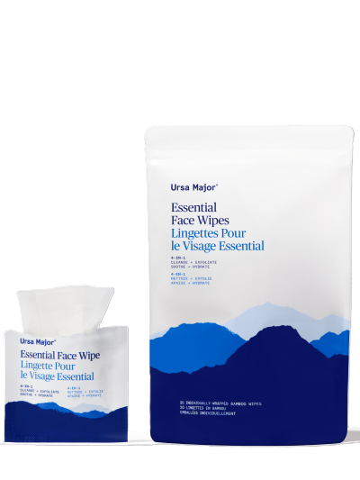 Ursa Major - Essential Face Wipes – Individually Wrapped Bamboo Wipes with 4‑in‑1 Clean, Exfoliate, Soothe & Hydrate Formula - 5 Count