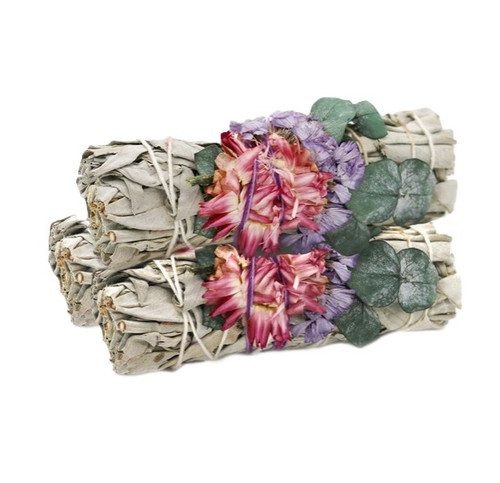 Designs by Deekay Inc. – Fairy Dreams Floral White Sage Smudge Stick – Organic White Sage with Flowers – 4in