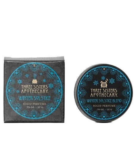 Three Sisters Apothecary – Winter Solstice Solid Perfume – Cooling Mint & Seasonal Botanicals – 0.75oz