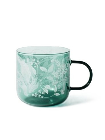 Fringe Studio – P65 Flr Nouveau Glass Mug – Etched Art Nouveau Botanical Design – 14oz