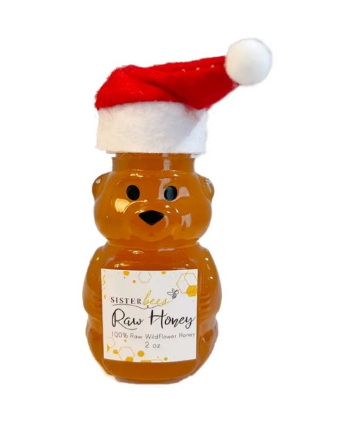 Sister Bees – Santa Honey Bear - 100% Raw Michigan Wildflower Honey – Festive Farm‑Fresh Sweetness - 2oz