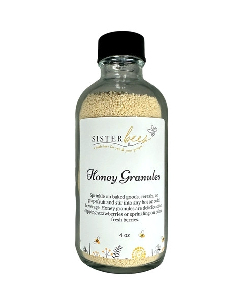 Sister Bees – Honey Granules – Crunchy, Dissolvable Honey Sweetener – 4oz