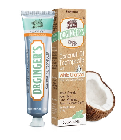 Dr. Ginger’s – Coconut Oil Toothpaste – Whitening - Activated White Coconut Charcoal – 4oz