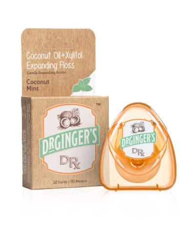 Dr. Ginger’s – Expanding Dental Floss – Coconut Oil Gentle Deep‑Clean Comfort – 32 Yards