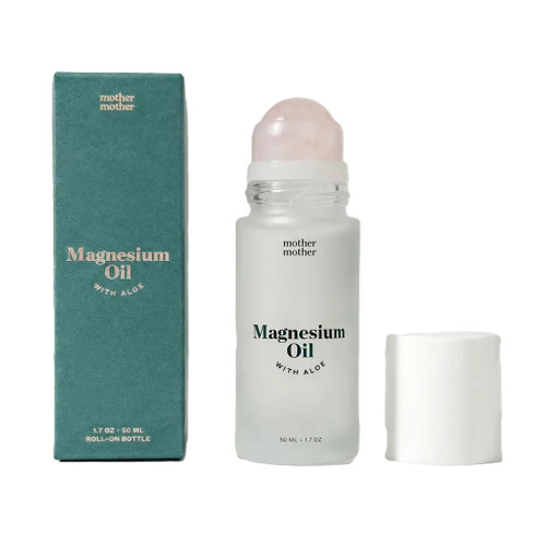 Mother Mother – Magnesium Oil + Aloe – Rose Quartz Roller – Gentle Daily Magnesium Support – 1.7oz