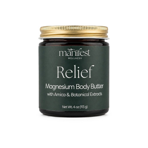 Manifest Wellness - Relief - Magnesium Butter Infused with Arnica + St John’s Wort - Targeted Herbal Massage Butter - 4oz