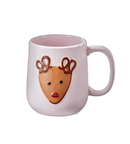 Tag - Reindeer Cookie Mug - Sculpted Holiday Earthenware Drinkware