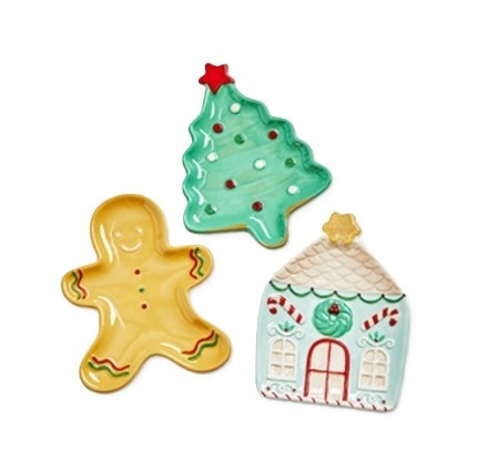 Tag - Holiday Appetizer Plates - Sweetest Christmas Sculpted Set - Earthenware