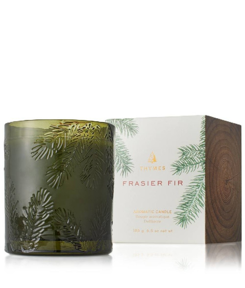 Thymes - Frasier Fir - Green Glass Candle - Mountain Fresh Evergreen Glow - 6.5oz