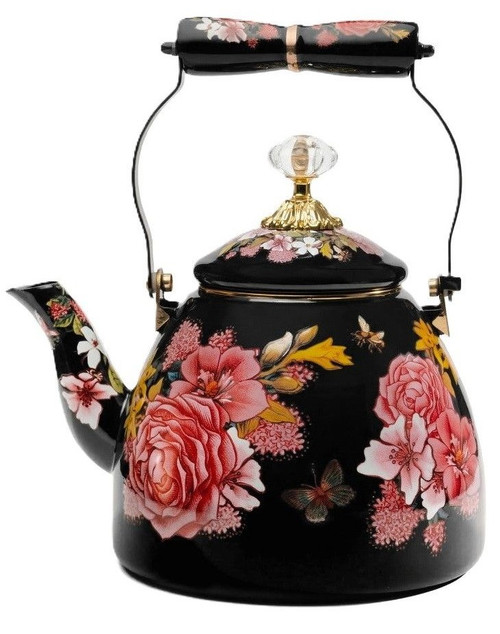 Blue Stallion Farm - Floral Bouquet Enamel Tea Kettle - Farmhouse Charm & Everyday Tea Moments