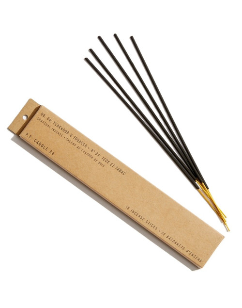 P.F. Candle Co. - Teakwood & Tobacco No04 Incense Sticks - Warm Wood & Leather Atmosphere - 15ct