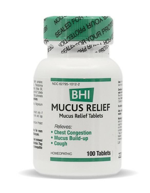 BHI – Mucus Relief – Homeopathic Tablets for Chest Congestion, Mucus Build‑Up & Cough – 100 Count