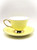 All Cute Little Things Yellow Scalloped Teacup w/ Gold Trim 