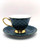 All Cute Little Things Dragon Scale Teal Scalloped Teacup w/ Gold Trim 