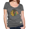 Chicago Blackhawks Womens Grey V-Neck T-Shirt by Original Retro Brand at SportsWorldChicago