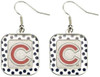Chicago Cubs Polka Dot Rectangle Hook Earrings by Aminco at SportsWorldChicago
