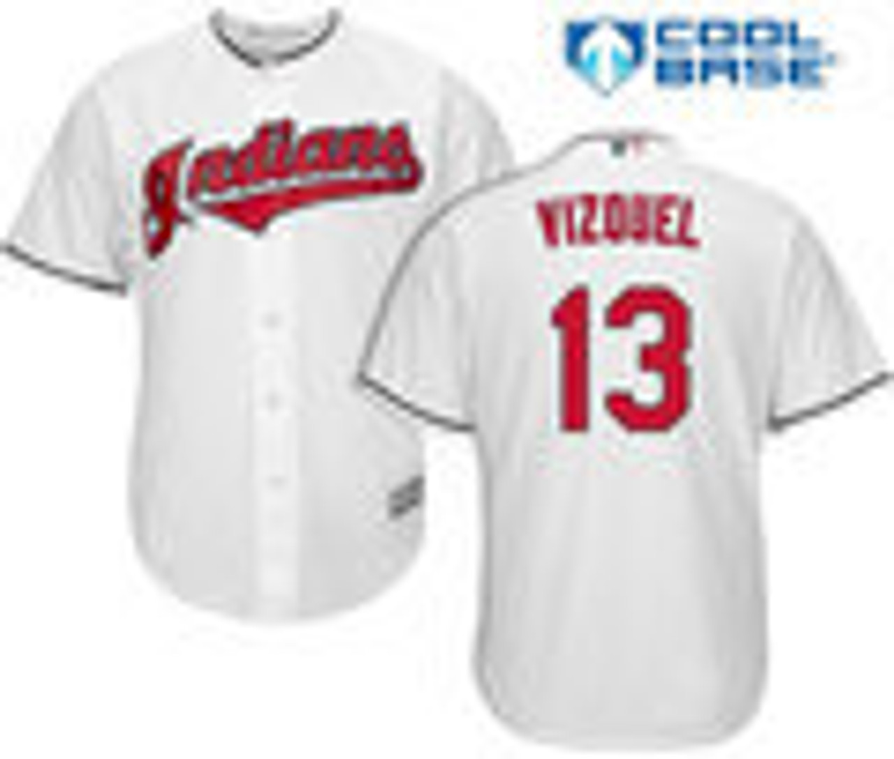 Youth Majestic Cleveland Indians #13 Omar Vizquel Authentic Navy Blue  Alternate 1 Cool Base MLB Jersey