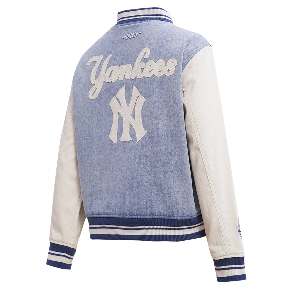 New York Yankees Women's Denim FullSnap Varsity Jacket by Pro Standard