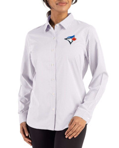 toronto blue jays dress Women's Atlas/White Skyline Gingham Long Sleeve Spread Collar Shirt by Cutter & Buck® Maxi dress