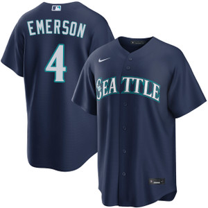 Emerson Hancock Seattle Mariners Navy Road Jersey by NIKE