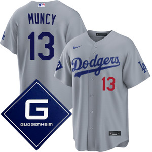 Max Muncy Los Angeles Dodgers Road Guggenheim Patch Jersey by NIKE