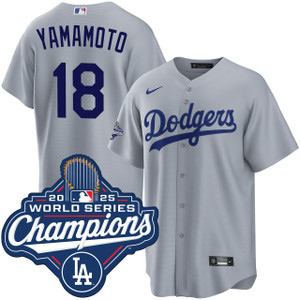 Yoshinobu Yamamoto Los Angeles Dodgers Road World Series Jersey by