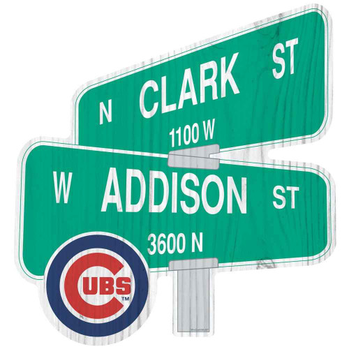 Chicago Cubs 12" x 14" Wood Clark & Addison Sign by WinCraft