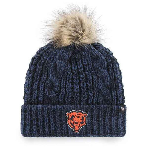 Chicago Bears Women's Navy Meeko Cuffed Pom Knit by '47®