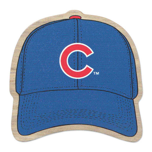 Chicago Cubs Baseball Cap Wood Magnet