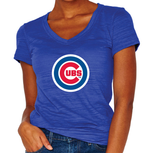 Chicago Cubs Raglan Tri-Blend V-Neck Tee