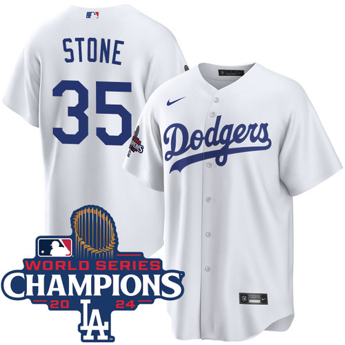 Gavin Stone Los Angeles Dodgers Youth Home World Series Champions Jersey by NIKE® at SportsWorldChicago