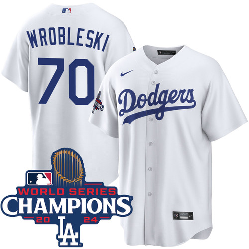 Justin Wrobleski Los Angeles Dodgers Youth Home World Series Champions Jersey by NIKE® at SportsWorldChicago