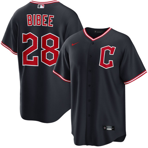 Tanner Bibee Cleveland Guardians Alternate Navy Jersey by NIKE® at SportsWorldChicago