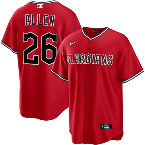 Logan Allen Cleveland Guardians Alternate Red Jersey by NIKE® at SportsWorldChicago