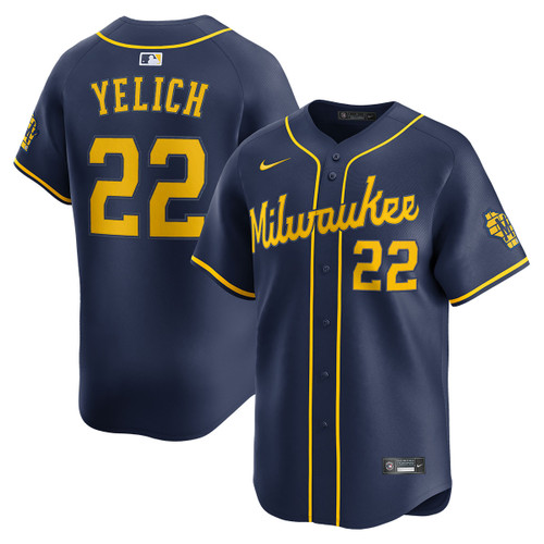 Christian Yelich Milwaukee Brewers Alternate Navy Limited Jersey by NIKE® at SportsWorldChicago