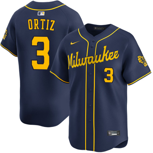 Joey Ortiz Milwaukee Brewers Alternate Navy Limited Jersey by NIKE® at SportsWorldChicago