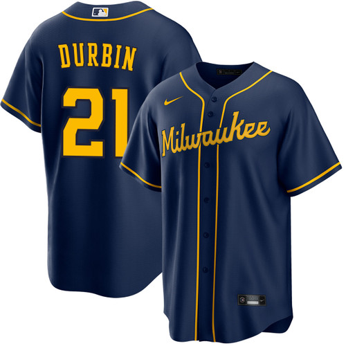 Caleb Durbin Milwaukee Brewers Alternate Navy Jersey by NIKE® at SportsWorldChicago