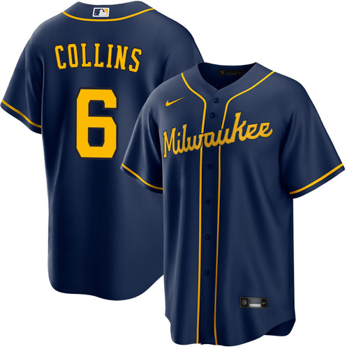 Isaac Collins Milwaukee Brewers Alternate Navy Jersey by NIKE® at SportsWorldChicago