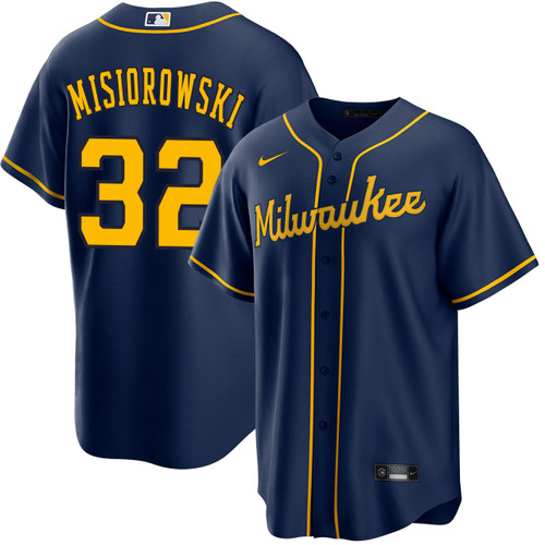 Jacob Misiorowski Milwaukee Brewers Alternate Navy Jersey by NIKE® at SportsWorldChicago