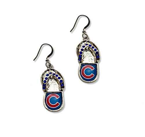 Chicago Cubs Flip Flop Crystal Earrings by Aminco