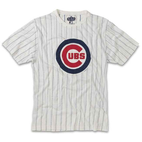 Chicago Cubs Pinstripe Brass Tacks Logo T-Shirt by Red Jacket