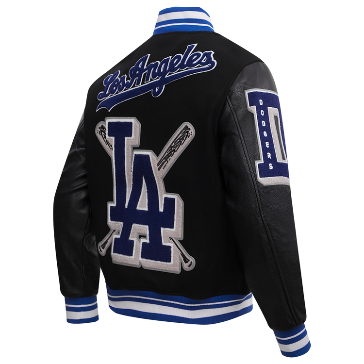 Los Angeles Dodgers Black Mash Up Wool Full-Zip Varsity Jacket by