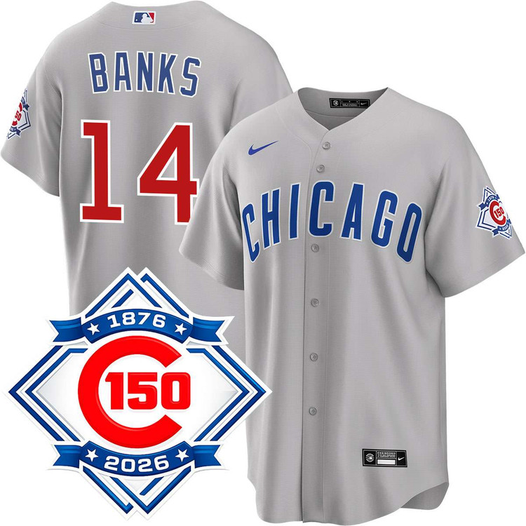 Ernie Banks Chicago Cubs Road 150th Anniversary Jersey by NIKE