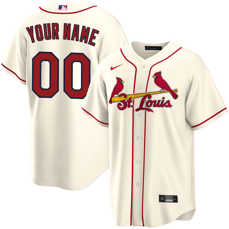 St. Louis Cardinals Personalized Alternate Cream Jersey by NIKE