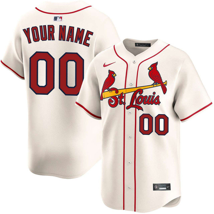 St. Louis Cardinals Personalized Alternate Cream Limited Jersey by
