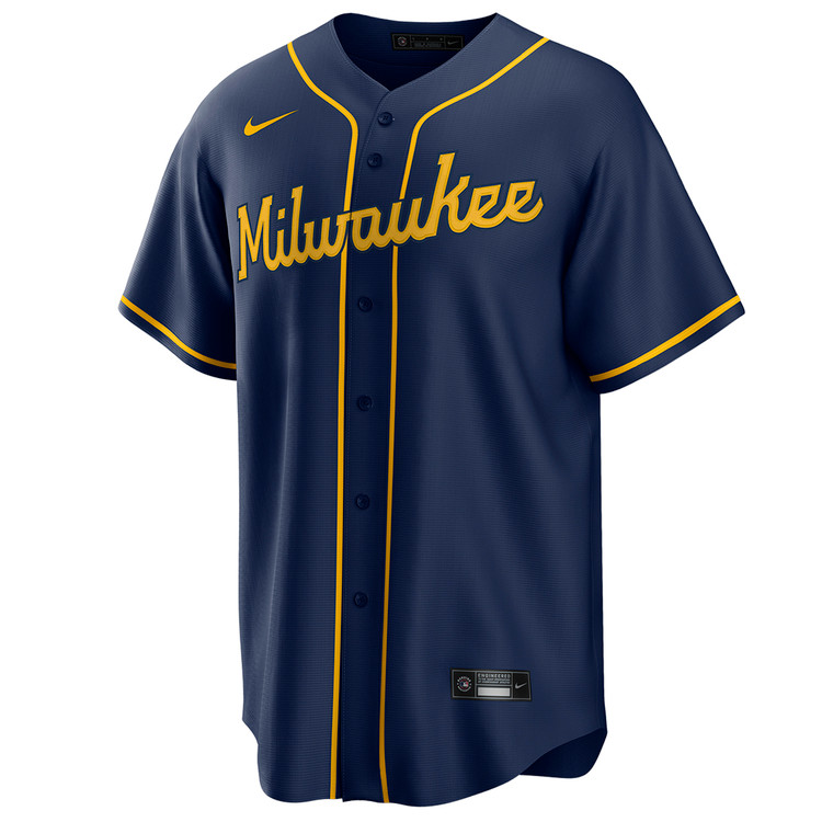 Jackson Chourio Milwaukee Brewers Alternate Navy Jersey by NIKE