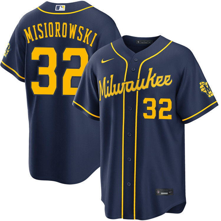 Jacob Misiorowski Milwaukee Brewers Alternate Navy Stadium Jersey