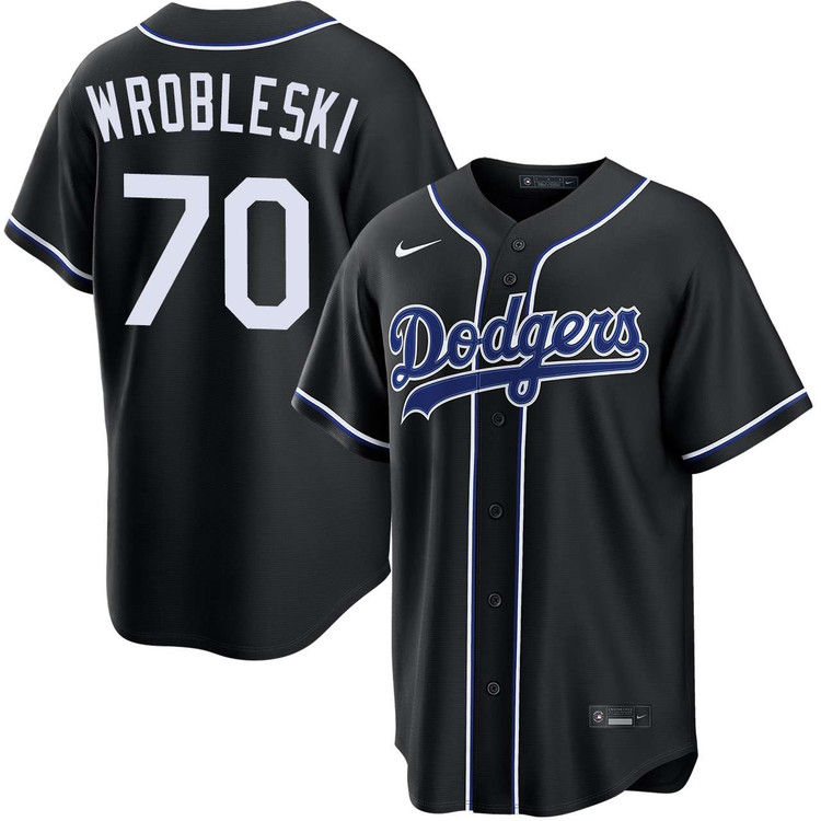 Justin Wrobleski Los Angeles Dodgers Black Carbon Jersey by NIKE