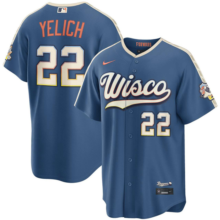 Majestic MLB ブリュワーズ イエリッチ オーセンティックユニフォーム Christian Yelich Milwaukee Brewers Mineral Blue 2026 City Connect