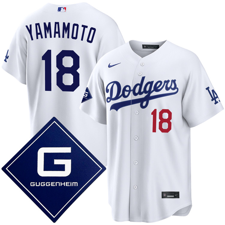 p*y様 Nike Dodgers Yamamoto 18 ユニフォーム Yoshinobu Yamamoto Los Angeles Dodgers Home Guggenheim Patch
